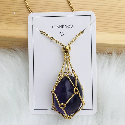 AuraGlow Crystal Holder Necklace - Customizable Elegance