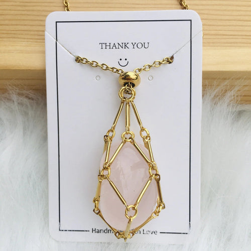 AuraGlow Crystal Holder Necklace - Customizable Elegance