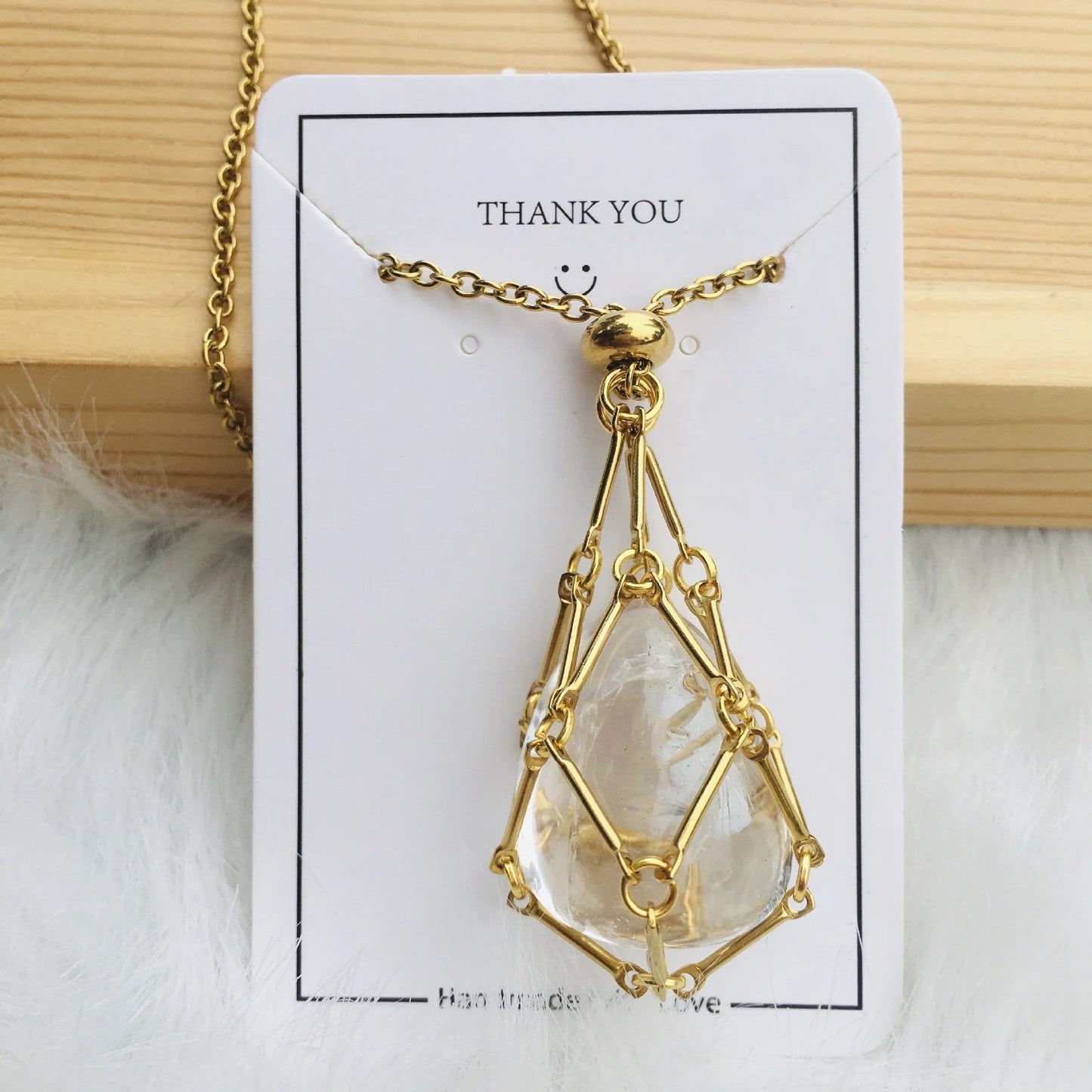 AuraGlow Crystal Holder Necklace - Customizable Elegance