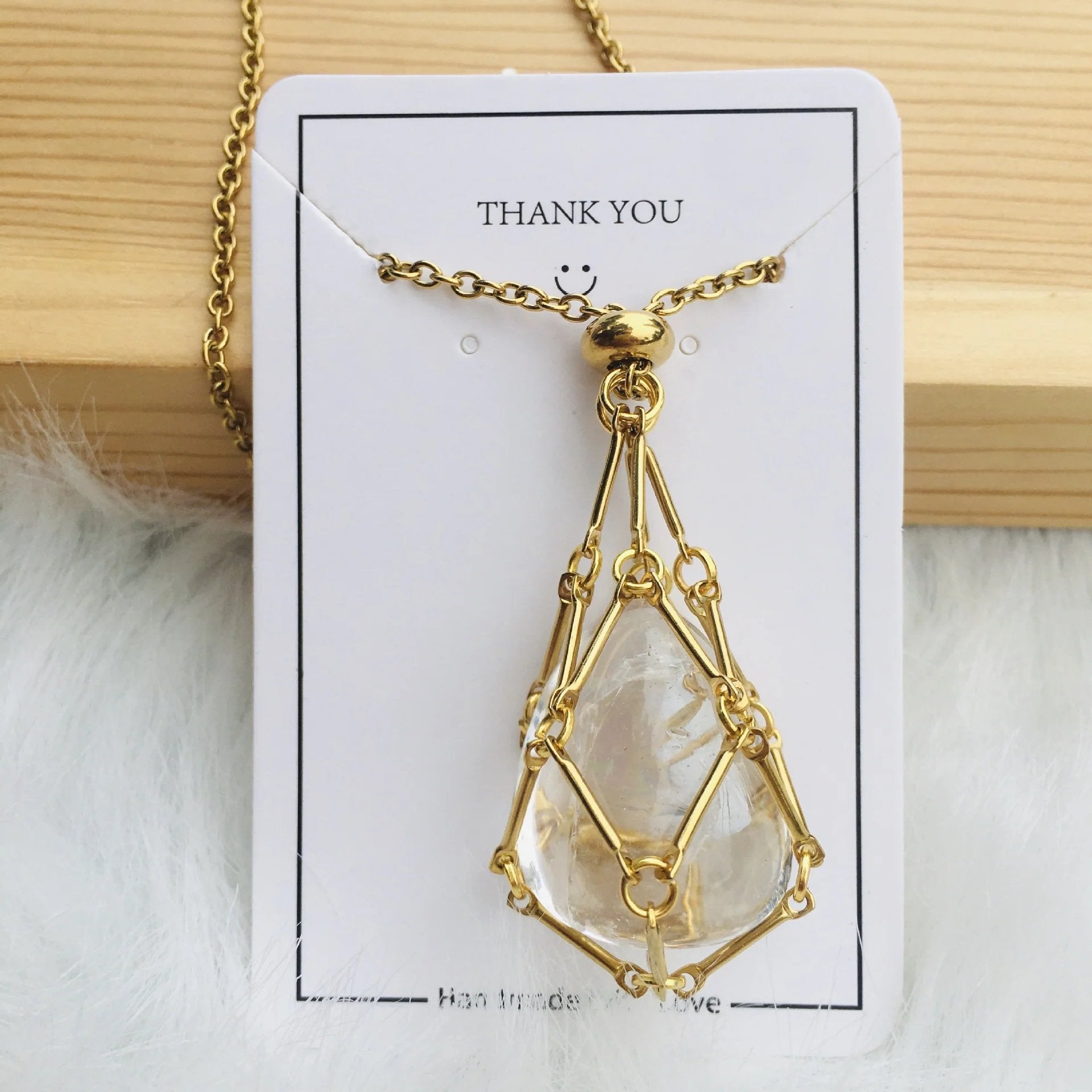 AuraGlow Crystal Holder Necklace - Customizable Elegance