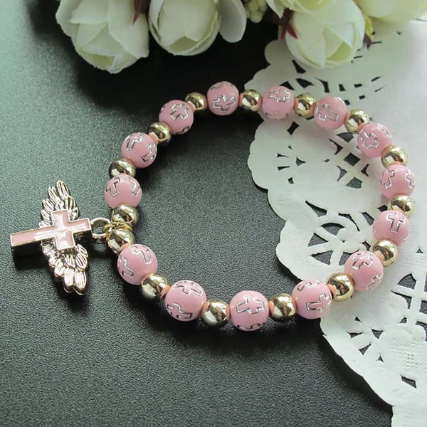 Celestial Grace Angel Wing Cross Bracelet