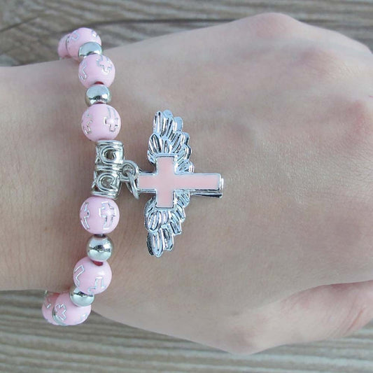 Celestial Grace Angel Wing Cross Bracelet